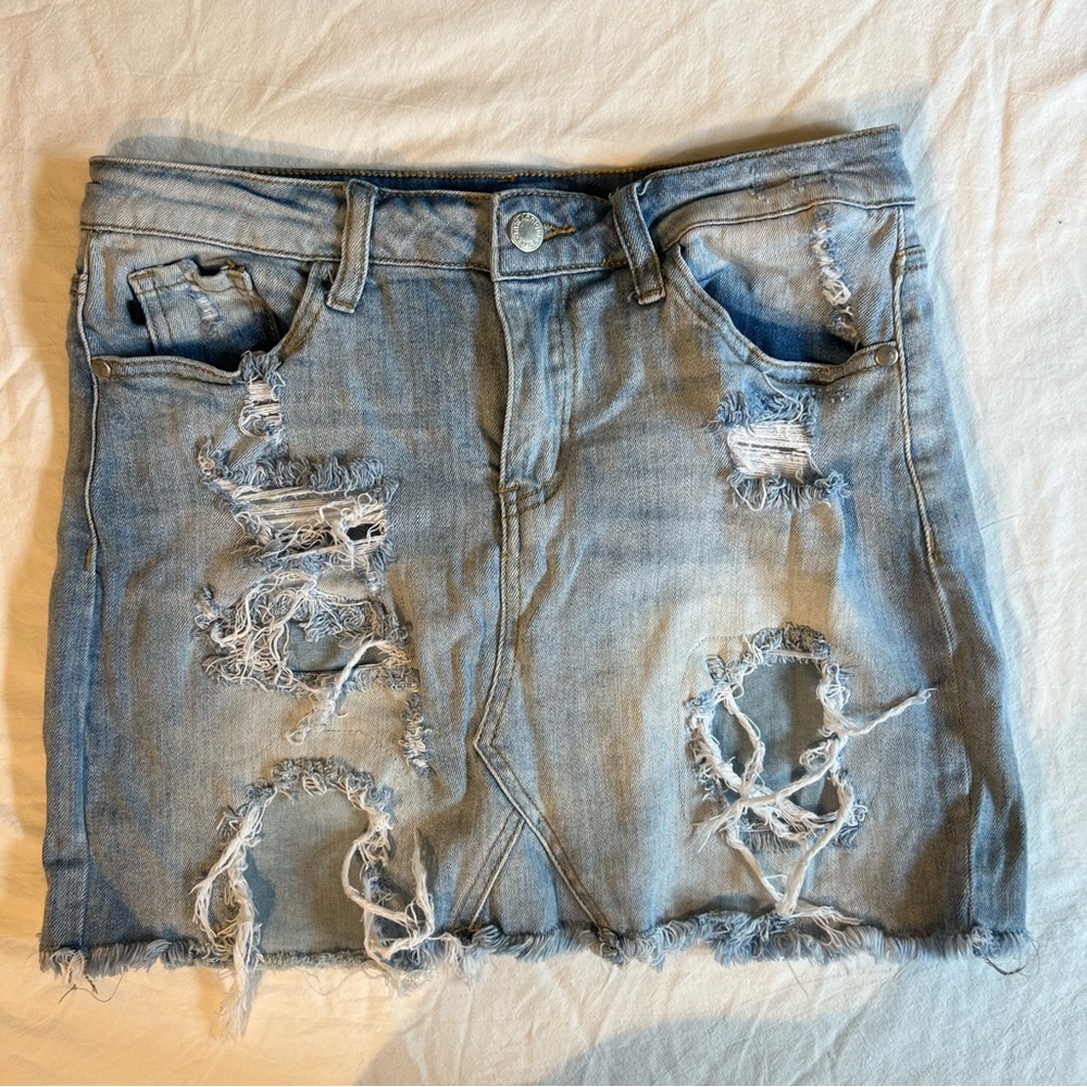 ⭐️ 3/$30 Judy Blue Denim Jean Skirt - Distressed size medium